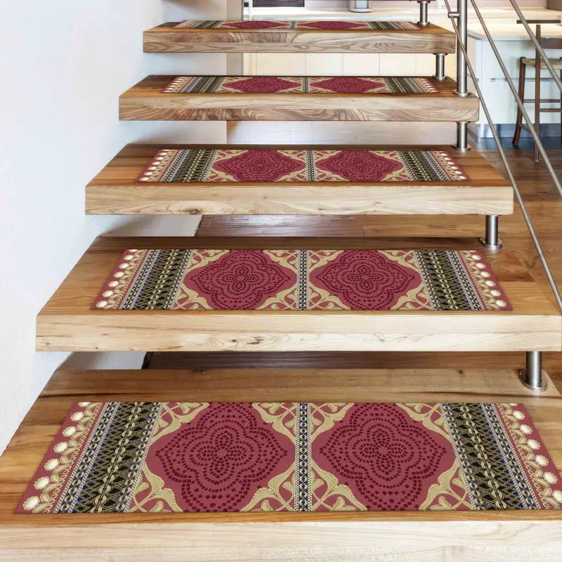 Aztec Kilim Design Printed Rug: Ethnic Bohemian Stair Rug