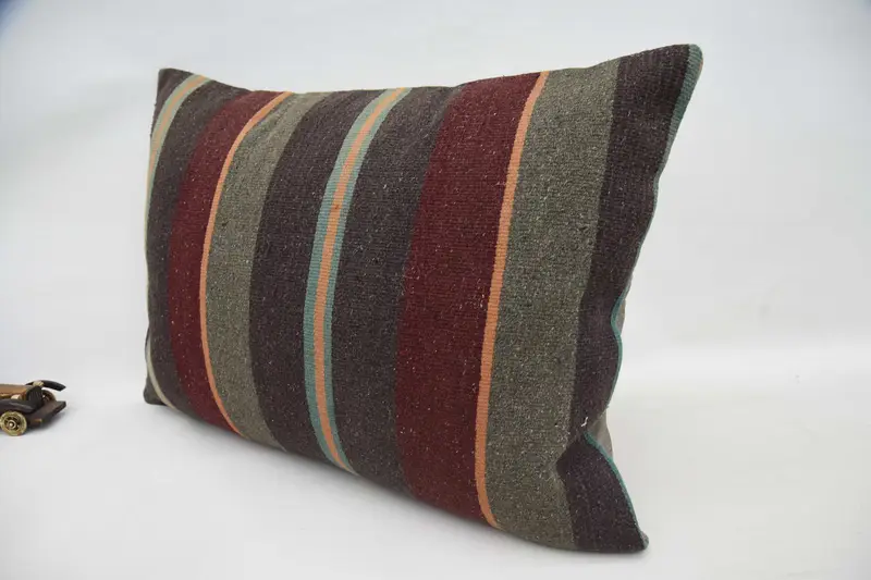 Antique Pillows, Handwoven Pillow Sham, Pillow Case, Gift Pillow, 20x28 Brown Cushion Cover, Outdoor Throw Pillow, Vintage Pillow - 5
