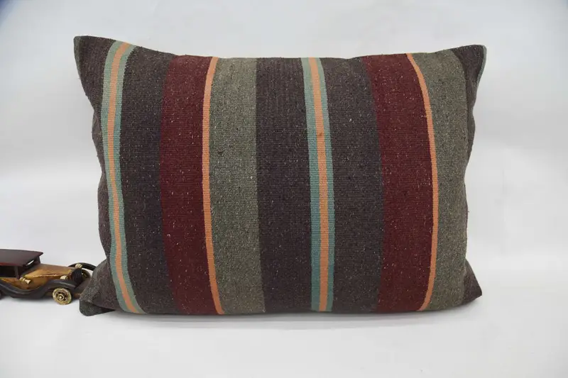 Antique Pillows, Handwoven Pillow Sham, Pillow Case, Gift Pillow, 20x28 Brown Cushion Cover, Outdoor Throw Pillow, Vintage Pillow - 4