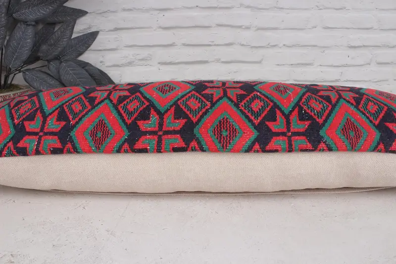 12x36 Red Pillow Case, Pillow Cover, Ethnical Kilim Rug Pillow, Pillow for Couch, Gift Pillow, Bohemian Cushion Pillow - 5