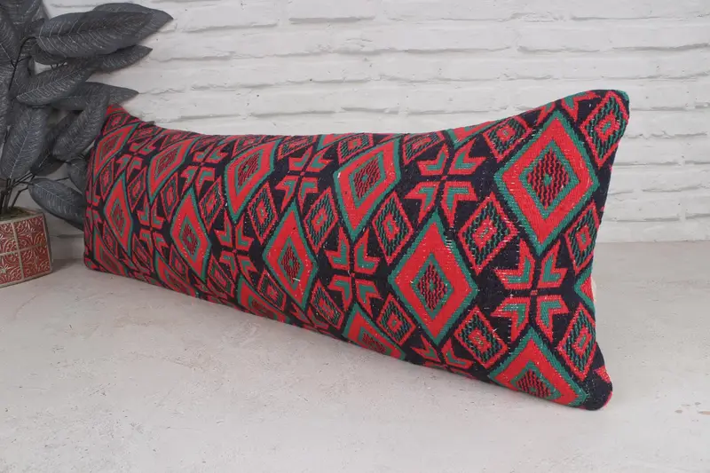 12x36 Red Pillow Case, Pillow Cover, Ethnical Kilim Rug Pillow, Pillow for Couch, Gift Pillow, Bohemian Cushion Pillow - 4