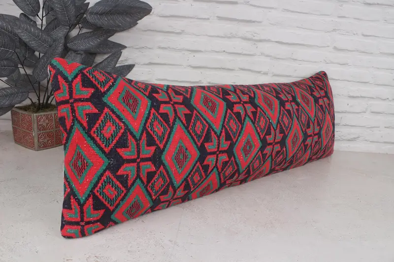 12x36 Red Pillow Case, Pillow Cover, Ethnical Kilim Rug Pillow, Pillow for Couch, Gift Pillow, Bohemian Cushion Pillow - 3