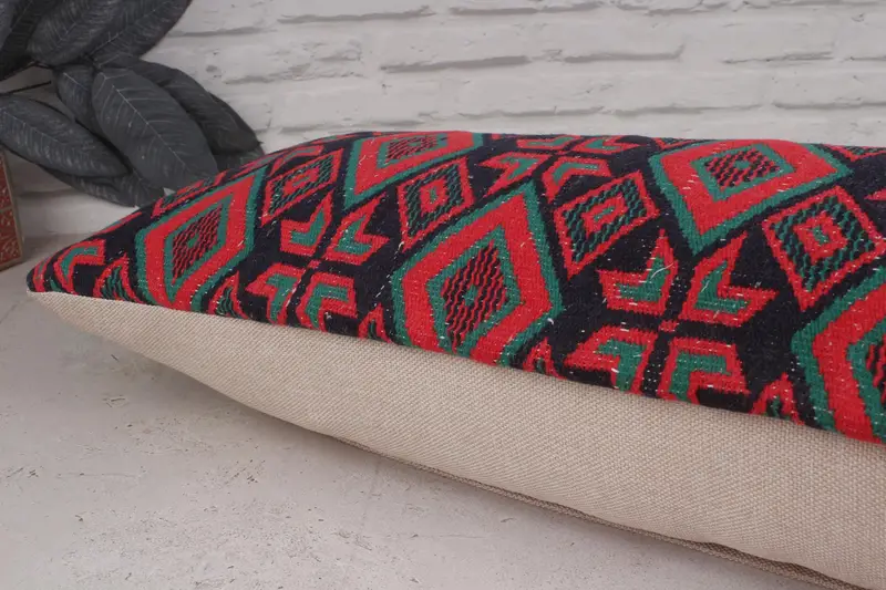 12x36 Red Pillow Case, Pillow Cover, Ethnical Kilim Rug Pillow, Pillow for Couch, Gift Pillow, Bohemian Cushion Pillow - 6