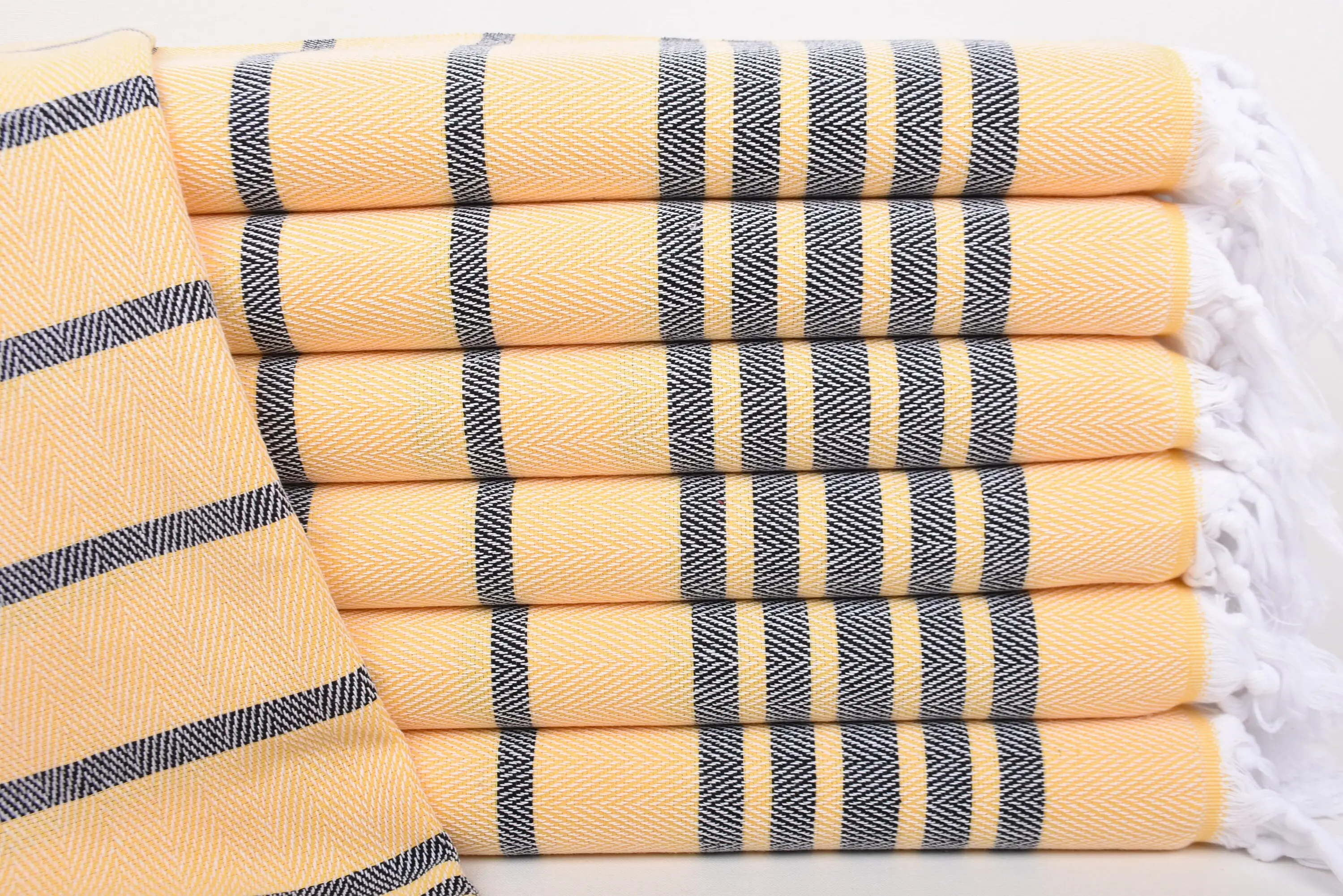 Yellow-Black Zig Zag Hand Towel, Organic Cotton, 40x20 Inches - 1
