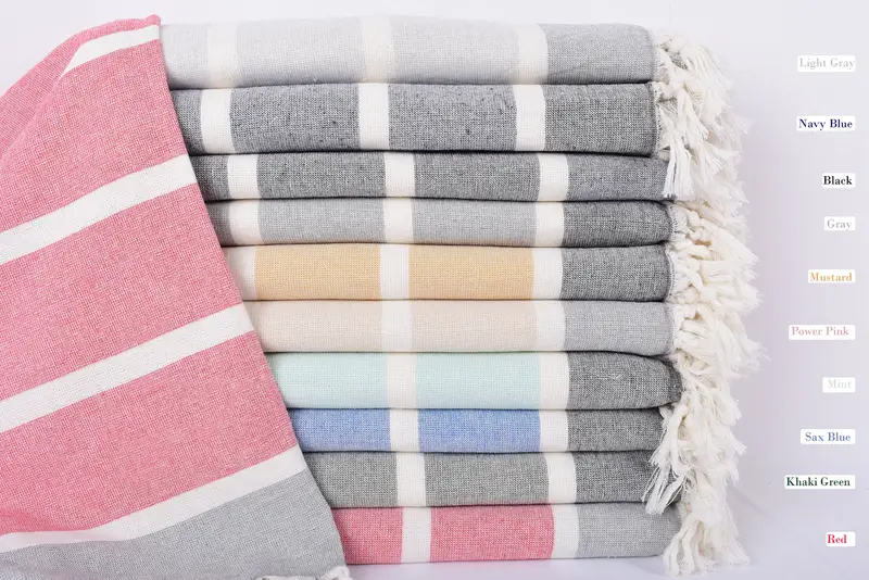 Navy Striped Organic Cotton Bath Towel, 63x40 Inches, Bachelorette Gift