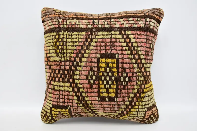Square Throw Pillow Sham, Antique Pink Wedding Gift 16x16 inch Cushion Cover - 1