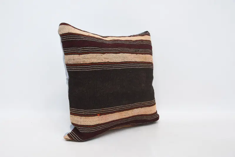 Pillow for Couch, Vintage Kilim Throw Pillow, 18x18 Brown Cushion, Cushion, Pillow for Sofa, Yoga Cushion Case, One Of A Kind Pillow Sham - 3