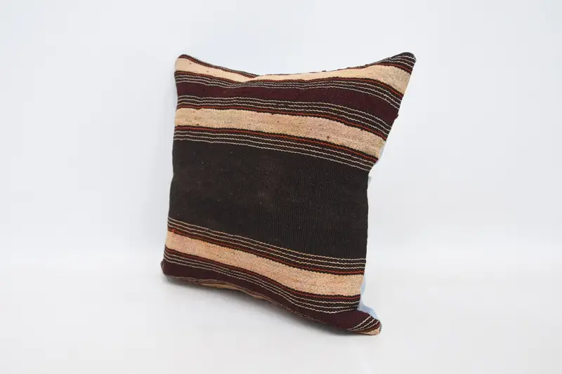 Pillow for Couch, Vintage Kilim Throw Pillow, 18x18 Brown Cushion, Cushion, Pillow for Sofa, Yoga Cushion Case, One Of A Kind Pillow Sham - 4