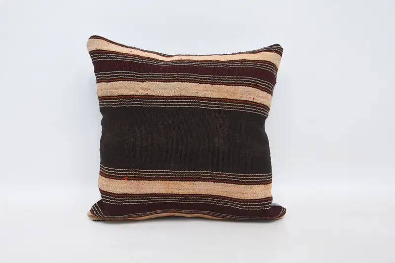 Pillow for Couch, Vintage Kilim Throw Pillow, 18x18 Brown Cushion, Cushion, Pillow for Sofa, Yoga Cushion Case, One Of A Kind Pillow Sham - 1
