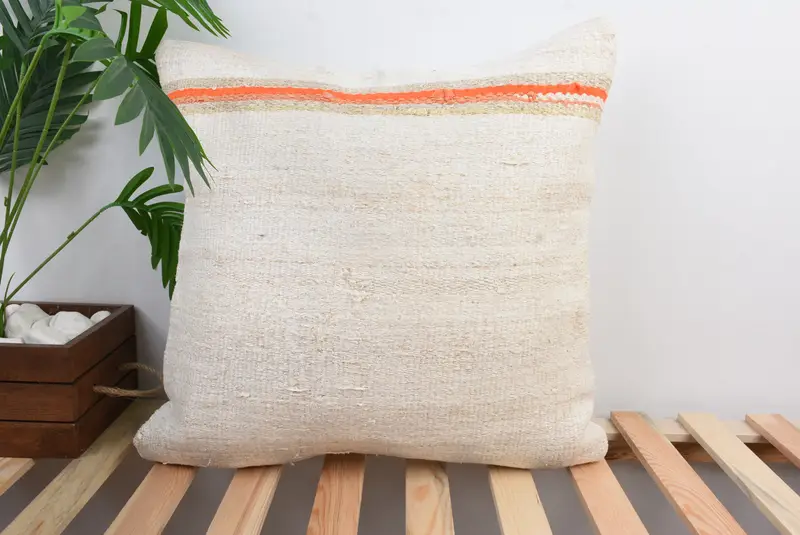Vintage Pillow, Interior Designer Pillow, Living Room Throw Pillow Case, Turkish Pillow, Cushion Cover, 20x20 White Pillow Case - 1