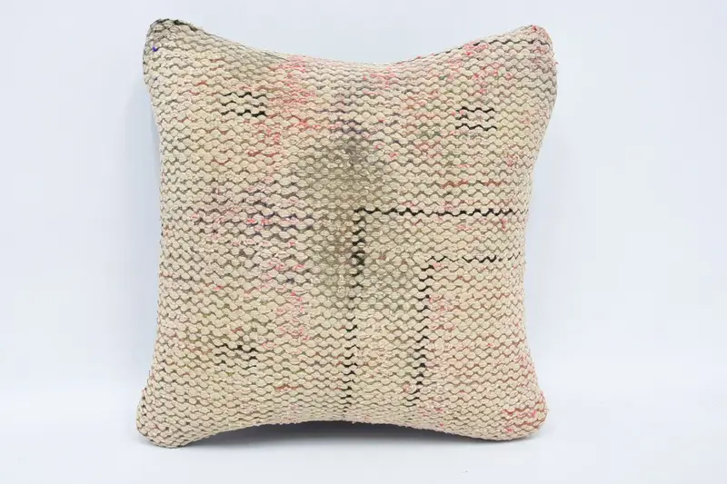 Christmas Pillow, Home Decor Pillow, Pillow Sham, Kilim Pillow Cover, Turkish Pillow, Vintage Kilim Pillow Cushion, 12x12 Beige Pillow Cover - 1