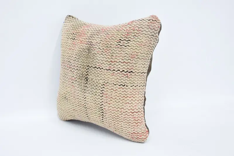 Christmas Pillow, Home Decor Pillow, Pillow Sham, Kilim Pillow Cover, Turkish Pillow, Vintage Kilim Pillow Cushion, 12x12 Beige Pillow Cover - 4