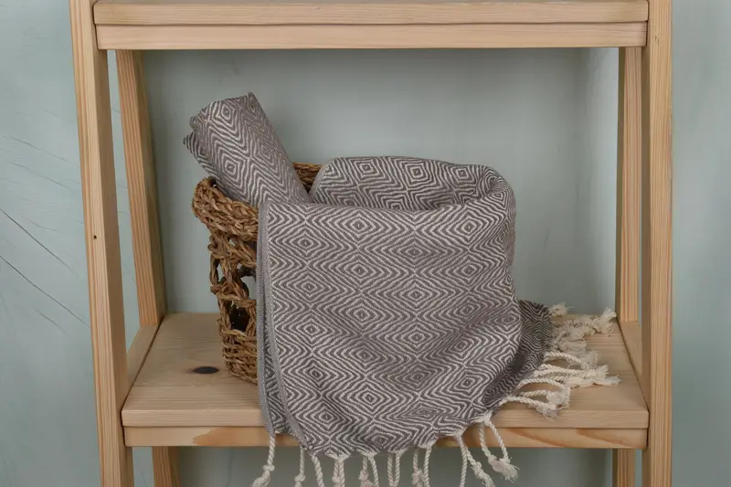 Brautdusche Gunst, personalisiertes Küchentuch, Monogramm Handtuch, Urlaubstuch, türkisches Handtuch Handtuch, 36x18 Baumwoll Zickzack Diamanttuch - 4