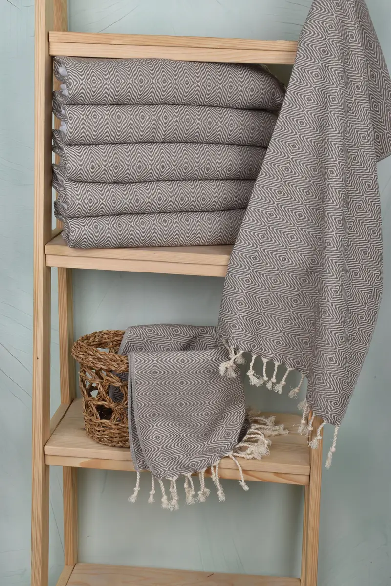 Brautdusche Gunst, personalisiertes Küchentuch, Monogramm Handtuch, Urlaubstuch, türkisches Handtuch Handtuch, 36x18 Baumwoll Zickzack Diamanttuch - 3