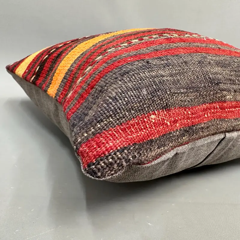 Pillow, Ethnic Pillow Sham, Ethnical Kilim Rug Pillow, 18x18 Red Cushion Cover, Kilim Pillow Cover, Boho Pillow Sham Cover - 6