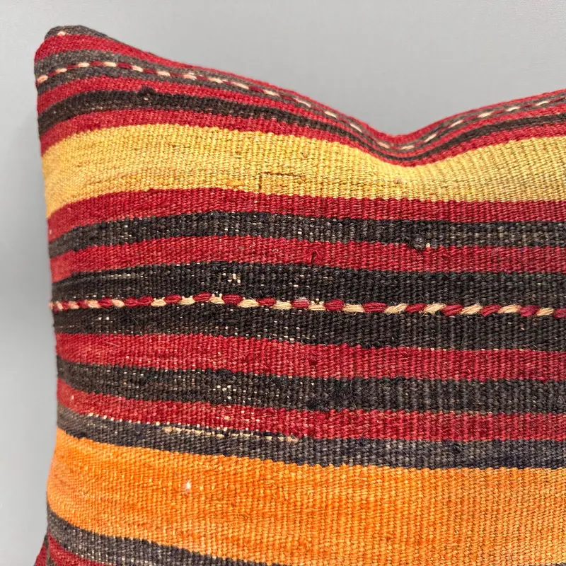 Pillow, Ethnic Pillow Sham, Ethnical Kilim Rug Pillow, 18x18 Red Cushion Cover, Kilim Pillow Cover, Boho Pillow Sham Cover - 5