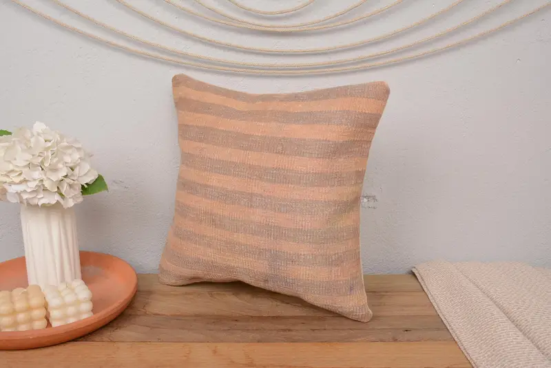 Cushion Cover, Ethnical Kilim Rug Pillow, Home Decor Pillow, Toss Pillow Case, 16x16 Pink Cushion Cover, Vintage Kilim Throw Pillow - 4