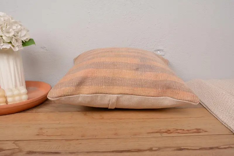 Cushion Cover, Ethnical Kilim Rug Pillow, Home Decor Pillow, Toss Pillow Case, 16x16 Pink Cushion Cover, Vintage Kilim Throw Pillow - 5