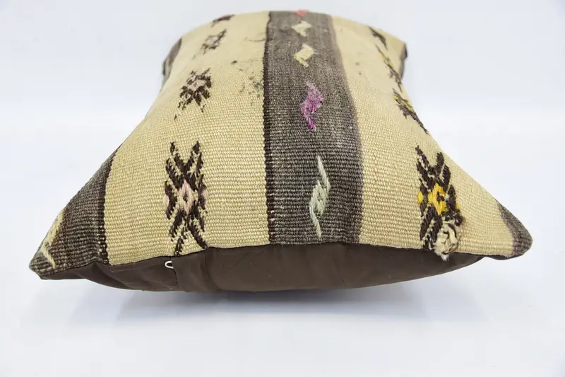 Outdoor Throw Pillow Sham, Pillow Sham, Garden Cushion Case, 16x24 Beige Cushion, Gift Pillow, Pillow for Couch, Handmade Kilim Cushion - 5
