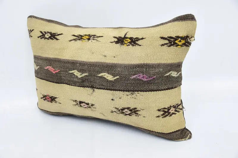 Outdoor Throw Pillow Sham, Pillow Sham, Garden Cushion Case, 16x24 Beige Cushion, Gift Pillow, Pillow for Couch, Handmade Kilim Cushion - 4