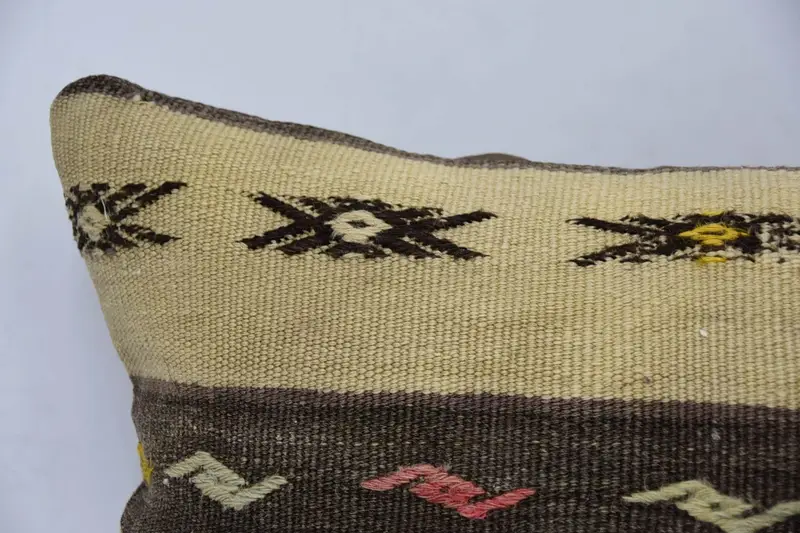 Outdoor Throw Pillow Sham, Pillow Sham, Garden Cushion Case, 16x24 Beige Cushion, Gift Pillow, Pillow for Couch, Handmade Kilim Cushion - 2