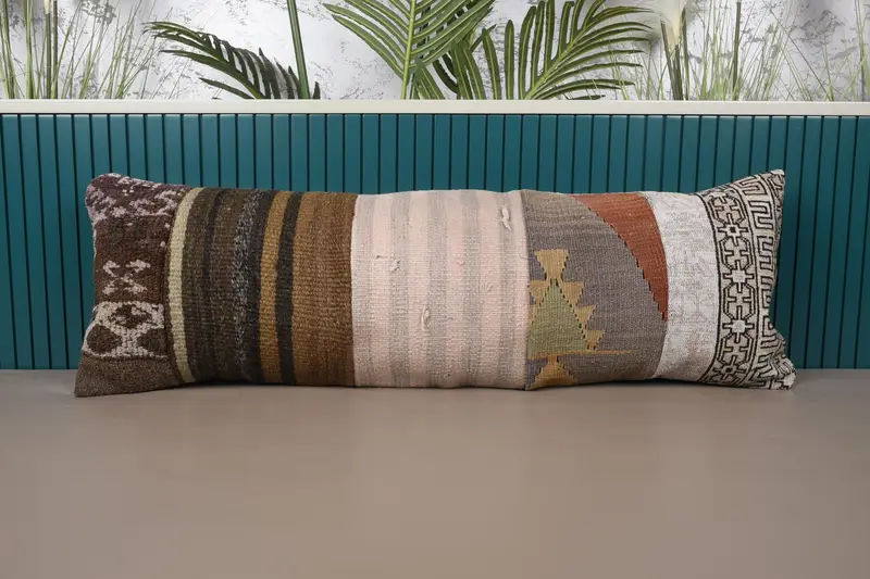 Türkisches Beige Kissen, Wintergarten handgewebtes Geschenk 12x35 Zoll Kissenbezug - 1
