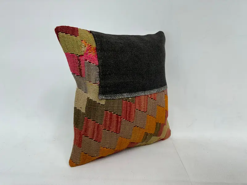 12x12 Orange Cushion Cover, Throw Kilim Pillow, Home Decor Pillow, Custom Pillow Cover, Boho Pillow, Pillow Case, Hippie Throw Pillow - 3