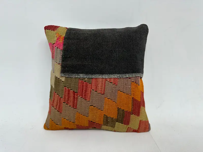 12x12 Orange Cushion Cover, Throw Kilim Pillow, Home Decor Pillow, Custom Pillow Cover, Boho Pillow, Pillow Case, Hippie Throw Pillow - 1
