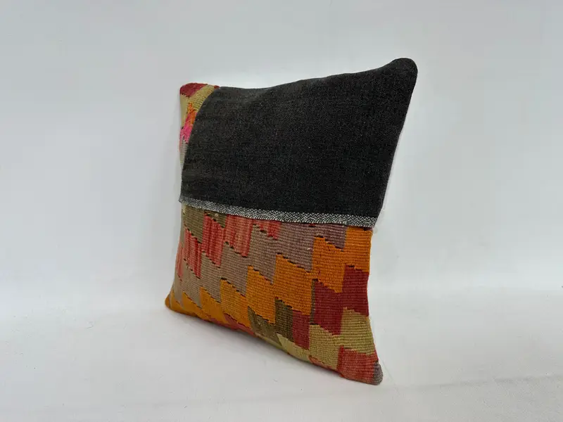 12x12 Orange Cushion Cover, Throw Kilim Pillow, Home Decor Pillow, Custom Pillow Cover, Boho Pillow, Pillow Case, Hippie Throw Pillow - 4