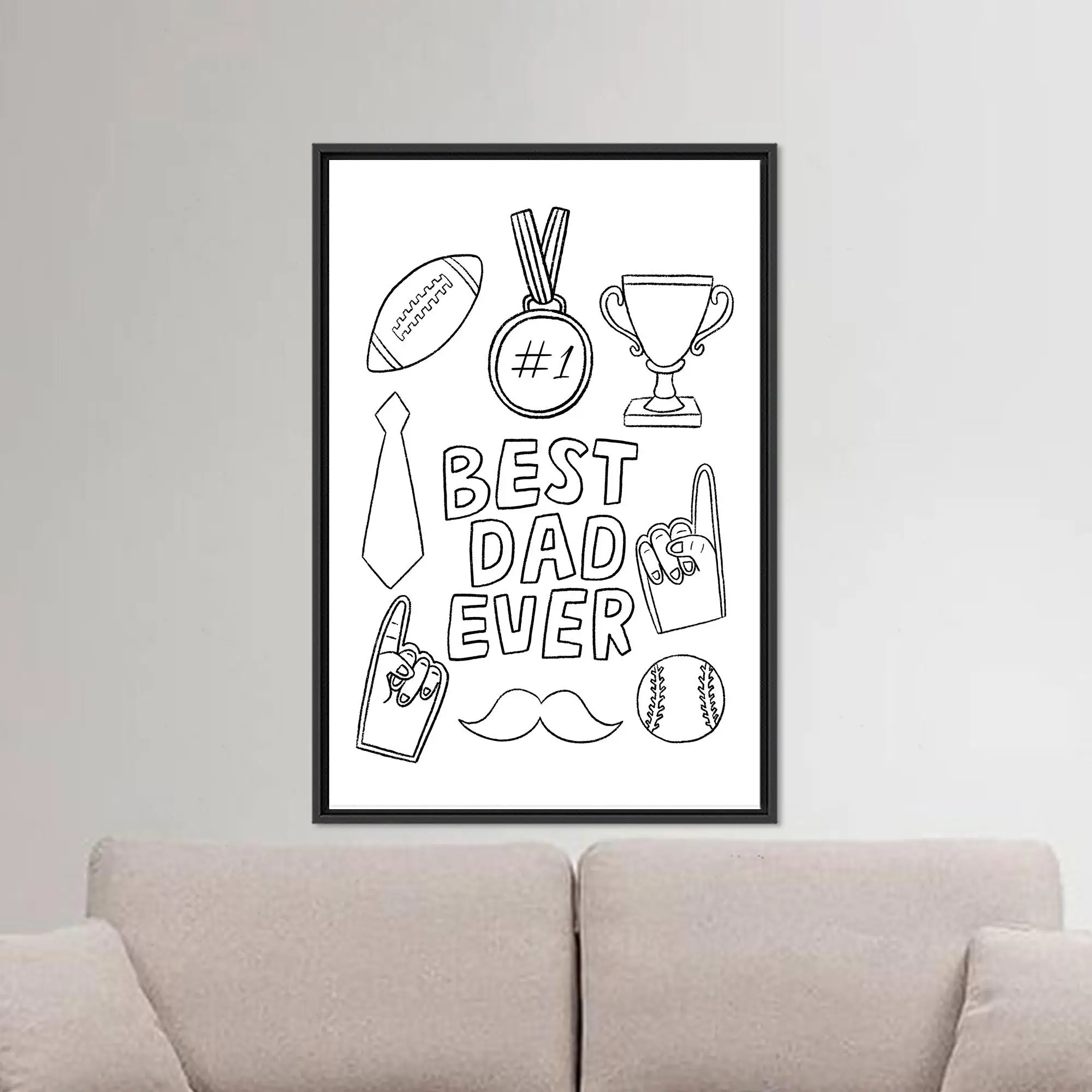 Modern Best Dad Ever Canvas Wall Art, Father’s Day Gift For Dad, Personalized Dad Poster, Funny - 1