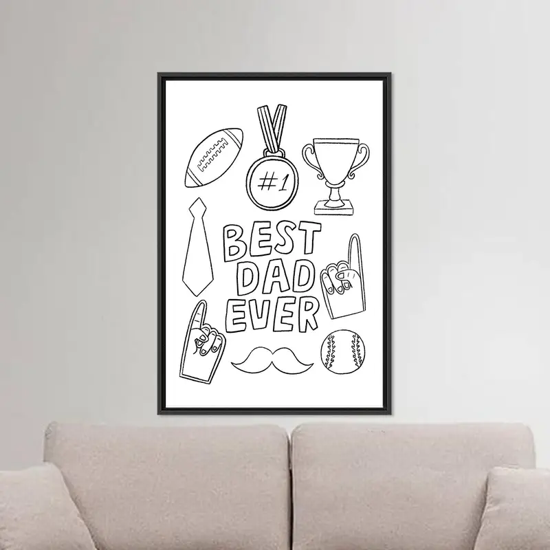 Modern Best Dad Ever Canvas Wall Art, Father’s Day Gift For Dad, Personalized Dad Poster, Funny - 1