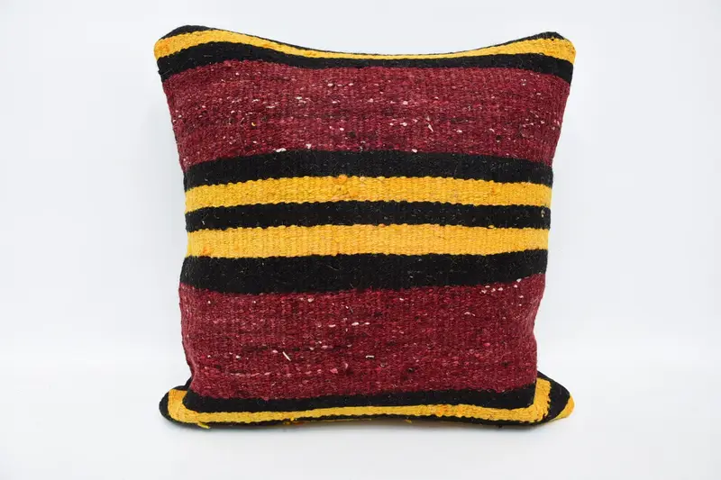 Accent Throw Pillow Case, 18x18 Red Cushion, Vintage Pillow, Muted Pillow Case, Pillow for Couch, Cushion, Couch Pillow Cover, Antique Pillows - 1