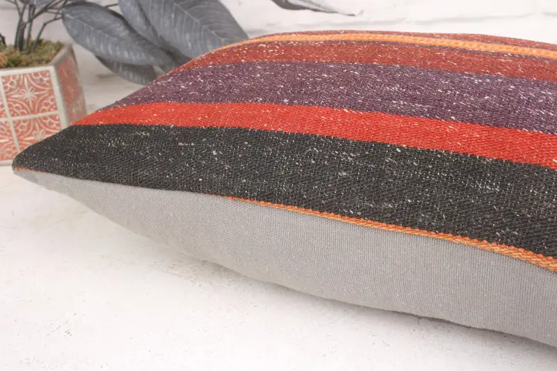 Boho Pillow Sham Cover, Interior Designer Pillow, Vintage Kilim Pillow, Cushion Case, 12x20 Purple Pillow Case, Customized Pillow Sham - 7