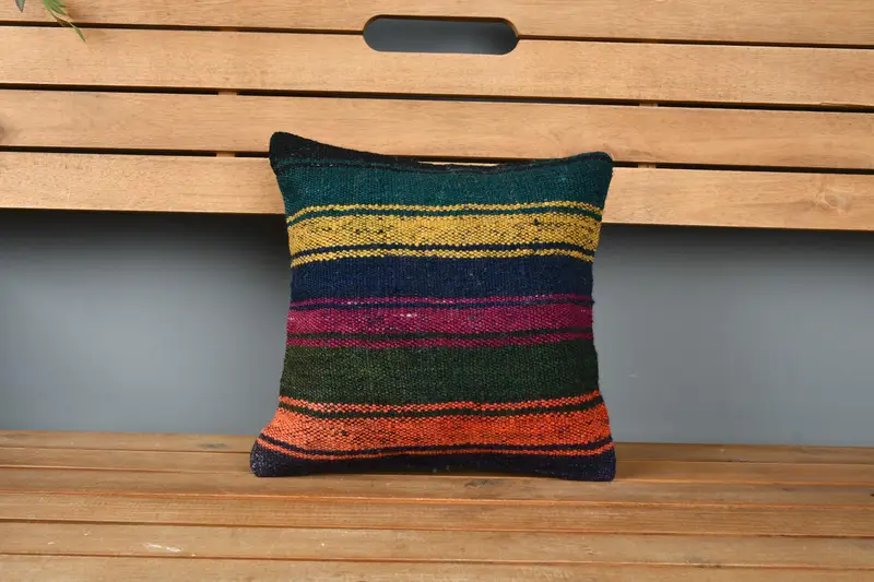 Neutrales Wurfkissen, Kissengehäuse, 12x12 Blue Pillow Hülle, Wohnkulturkissen, Kilimkissen, Kilimkissen, farbenfrohe Kissenschein - 6