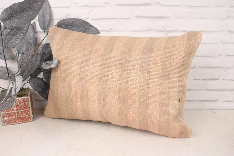 Vintage Kilim Pillow, Cozy Throw Cushion Case, 16x24 Beige Pillow Sham, Interior Designer Pillow, Turkish Kilim Pillow, Pillow Cover - 4