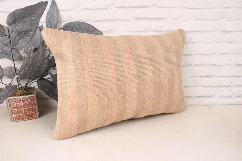 Vintage Kilim Pillow, Cozy Throw Cushion Case, 16x24 Beige Pillow Sham, Interior Designer Pillow, Turkish Kilim Pillow, Pillow Cover - 3