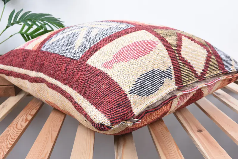 Bolster Cushion, Cushion, Kilim Pillow, Hippie Throw Cushion Case, Bright Pillow Case, 24x24 Orange Pillow, Vintage Pillow, Antique Pillows - 6