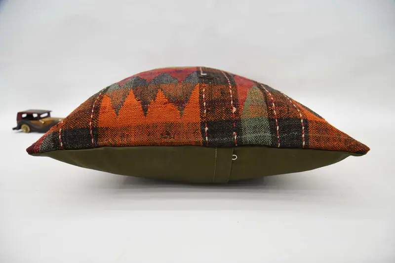 20x28 Orange Pillow Cover, Oriental Pillow Cover, Throw Kilim Pillow, Antique Pillows, Cushion Cover, Vintage Kilim Pillow, Traditional Pillow Cover - 6
