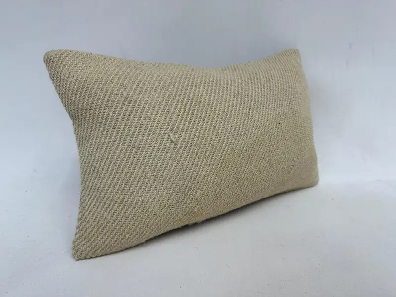 Interior Designer Pillow, Vintage Kilim Pillow, Pillow Sham, Neutral Cushion Case, Kilim Cushion Sham, 12x20 Beige Pillow, Knitted Cushion Case - 3