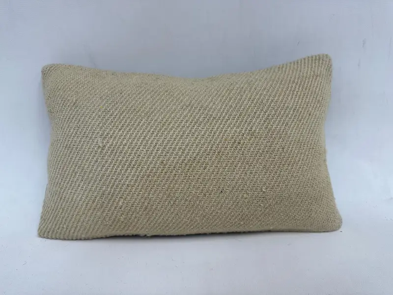 Interior Designer Pillow, Vintage Kilim Pillow, Pillow Sham, Neutral Cushion Case, Kilim Cushion Sham, 12x20 Beige Pillow, Knitted Cushion Case - 1