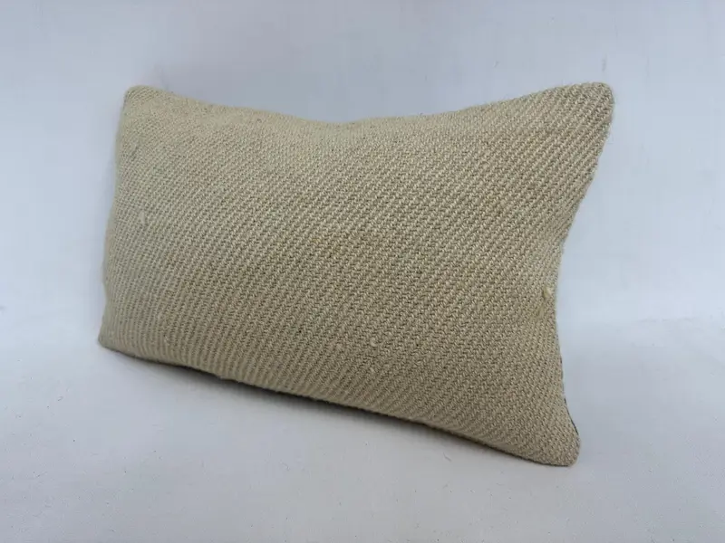 Interior Designer Pillow, Vintage Kilim Pillow, Pillow Sham, Neutral Cushion Case, Kilim Cushion Sham, 12x20 Beige Pillow, Knitted Cushion Case - 4