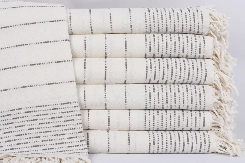 Beach Towel Monogrammed Turkish Cotton Brown Stripes, 70x38 Inches