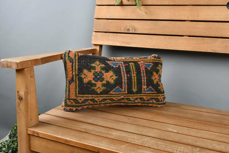 Turkish Pillow, Pillow, Ethnic Pillow Cover Pillow Sham, 8x16 Blue Cushion Cover, Boho Pillow, Accent Throw Cushion, Pillow for Sofa - 1