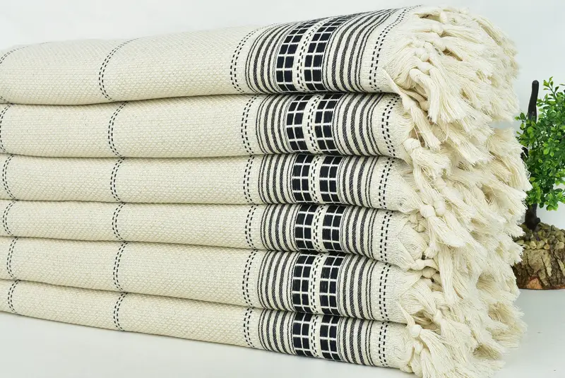 Wedding Favors, Shower Curtain, Organic Throw, Turkish Blanket, Personalized Wedding Gift For Couple, 96x94 Linen Striped Towel, Housewarming Gift - 3