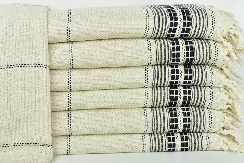 Wedding Favors, Shower Curtain, Organic Throw, Turkish Blanket, Personalized Wedding Gift For Couple, 96x94 Linen Striped Towel, Housewarming Gift - 1