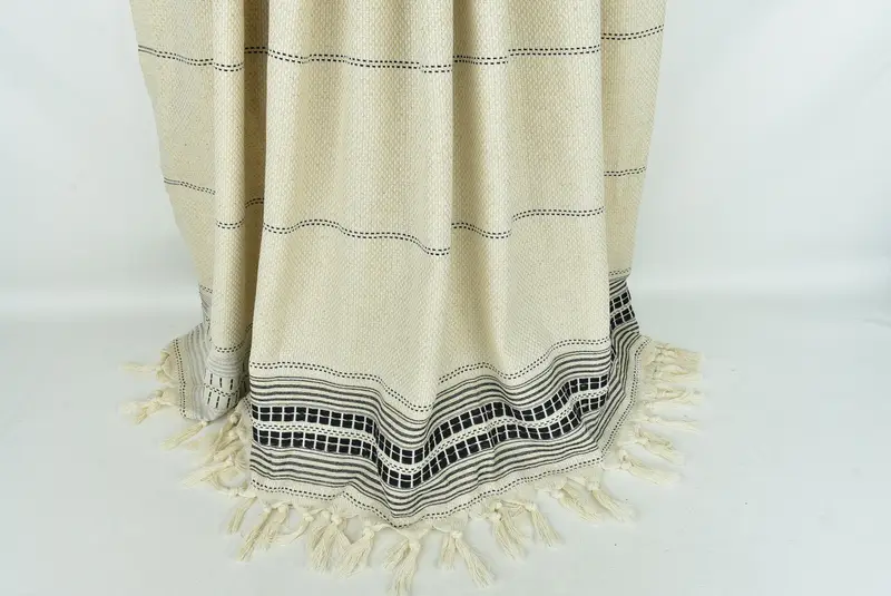 Wedding Favors, Shower Curtain, Organic Throw, Turkish Blanket, Personalized Wedding Gift For Couple, 96x94 Linen Striped Towel, Housewarming Gift - 8