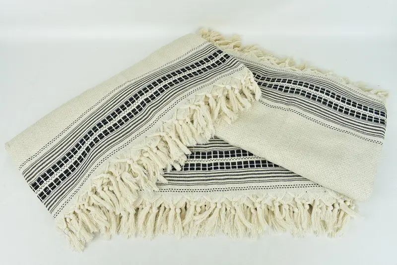 Wedding Favors, Shower Curtain, Organic Throw, Turkish Blanket, Personalized Wedding Gift For Couple, 96x94 Linen Striped Towel, Housewarming Gift - 6