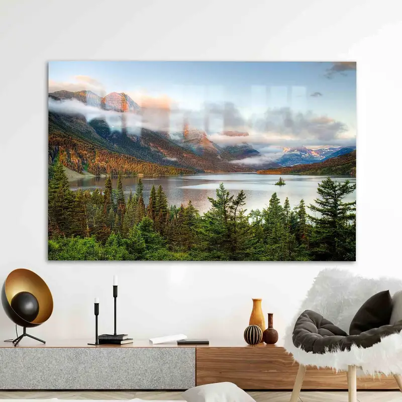 Elegant Printed Glass: Glacier National Park Nature Landscape