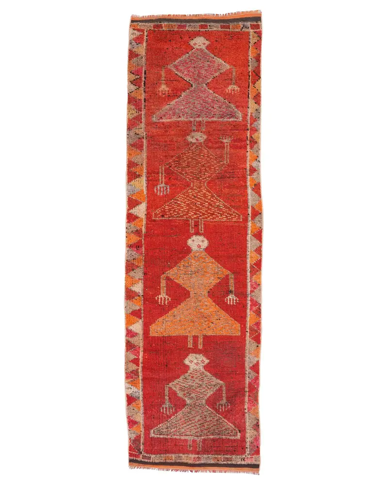 Red Floral Rug, 2,7x9,3 ft Vibrant Decor