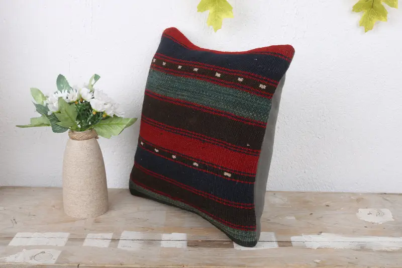 Pillow for Couch, Home Decor Pillow, Vintage Kilim Throw Pillow, Aesthetic Pillow Cover, Pillow, Authentic Cushion, 12x12 Red Cushion Case - 4